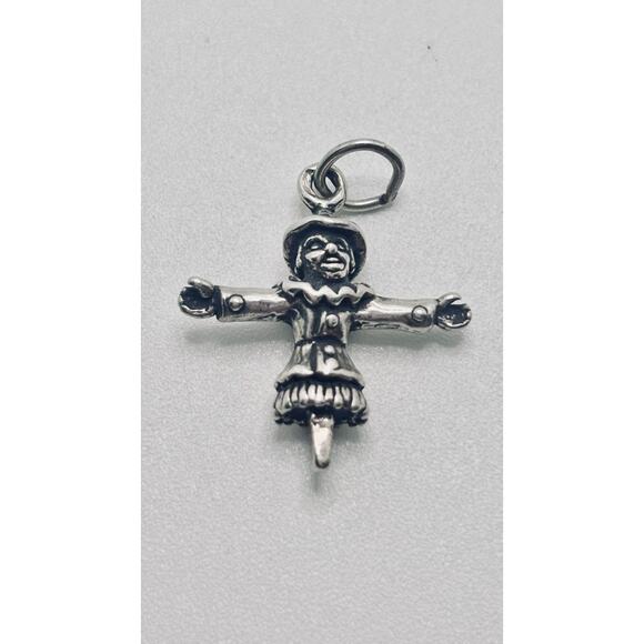 Vintage Sterling Silver 925 Scarecrow Charm Halloween Fall for Bracelet - Picture 1 of 2